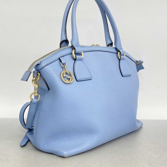 Gucci Interlocking G Handbag 449651 Leather Blue Champagne 2-Way Bag for Women - Picture 2 of 14